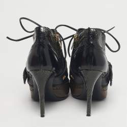 Pre Owned Burberry Multicolor Snakeskin and Leather Westmarsh Ankle Boots Size 36