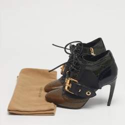 Pre Owned Burberry Multicolor Snakeskin and Leather Westmarsh Ankle Boots Size 36