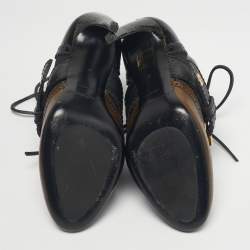 Pre Owned Burberry Multicolor Snakeskin and Leather Westmarsh Ankle Boots Size 36