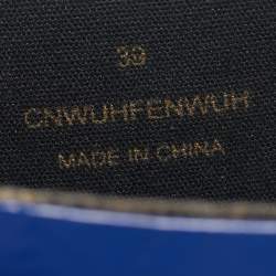 مملوكة مسبقًا Burberry Beige/Blue House Check Canvas and Blue Rubber Rain Boots Size 39