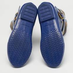 مملوكة مسبقًا Burberry Beige/Blue House Check Canvas and Blue Rubber Rain Boots Size 39