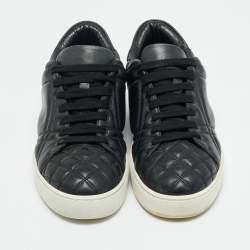 Pre Owned Burberry Black Quilted Leather Westford Lace-Up Sneakers Size 38