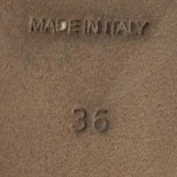 Pre Owned Burberry Beige/Gold Leather and Suede Wedge Sandals Size 36