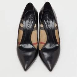 Pre Owned Burberry Black Leather Pointed Toe Pumps Size 40