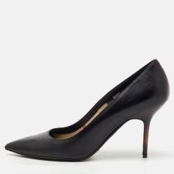 Pre Owned Burberry Black Leather Pointed Toe Pumps Size 40
