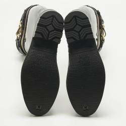Pre Owned Burberry Black/Beige Rubber and House Check Canvas Rain Boots Size 35