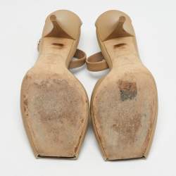 Pre Owned Burberry Beige Leather Ankle Strap Pumps Size 37