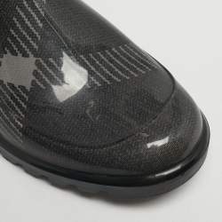 Pre Owned Burberry Green/Beige Rubber House Check Rain Boots Size 38