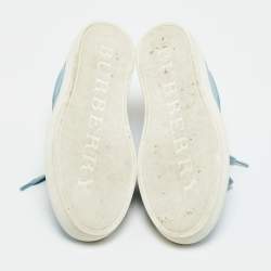 Pre Owned Burberry Blue Leather Lace Up Sneakers Size 37