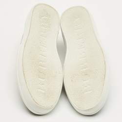 Pre Owned Burberry Navy Blue/Black Gauden Check Canvas Slip On Sneakers Size 38.5