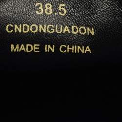 Pre Owned Burberry Navy Blue/Black Gauden Check Canvas Slip On Sneakers Size 38.5