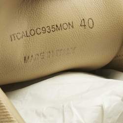 Pre Owned Burberry White/Beige Leather and House Check Canvas Salmond Sneakers Size 40