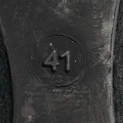 Pre Owned صندل كعب روكي بربري إسبادريل كانفاس وكعب وروكي جلد لامع بيج/أسود مقاس 38