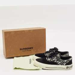 Pre Owned Burberry Black/White Lace and Suede Skate Sneakers Size 36.5