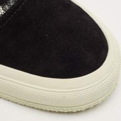 Pre Owned Burberry Black/White Lace and Suede Skate Sneakers Size 36.5