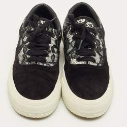 Pre Owned Burberry Black/White Lace and Suede Skate Sneakers Size 36.5