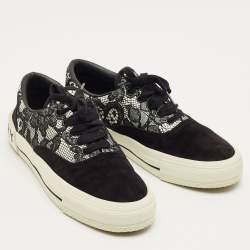 Pre Owned Burberry Black/White Lace and Suede Skate Sneakers Size 36.5