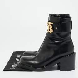 مملوكة مسبقًا Burberry Westella Size 40 Black Leather Ankle Length Boots