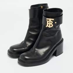 مملوكة مسبقًا Burberry Westella Size 40 Black Leather Ankle Length Boots