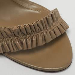 Pre Owned صندل بربري جلد بني بحزام كاحل مقاس 41