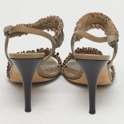 Pre Owned صندل بربري جلد بني بحزام كاحل مقاس 41