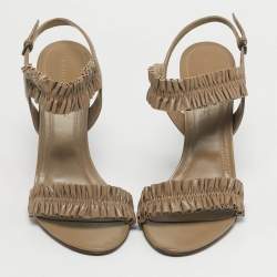 Pre Owned صندل بربري جلد بني بحزام كاحل مقاس 41