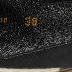 Pre Owned حذاء فلات باليه بربري تفاصيل إبزيم افونويك جلد وكانفاس كاروهات نوفا بيج مقاس 38