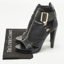 مملوكة مسبقًا حذاء بوت بربري كات اوت طول الكاحل جلد أسود مقاس 39.5