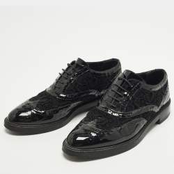 مملوكة مسبقًا Burberry Size 37 Black Lace, Mesh and Patent Leather Brogues