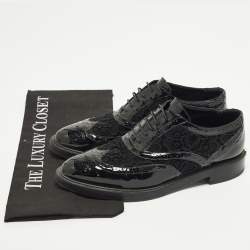مملوكة مسبقًا Burberry Size 37 Black Lace, Mesh and Patent Leather Brogues