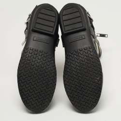 Pre Owned Burberry Check Size 39 Black Leather and Rubber Rain Boots