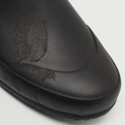 Pre Owned Burberry Check Size 39 Black Leather and Rubber Rain Boots