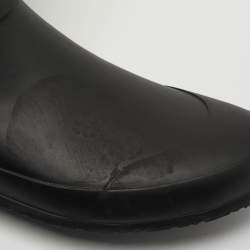 Pre Owned Burberry Check Size 39 Black Leather and Rubber Rain Boots