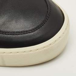 Pre Owned Burberry Check Size 39 Black/Beige House Check Canvas and Leather Lace Up Sneakers