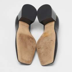 Pre Owned حذاء كعب عالي بربري مقدمة مربعة جلد أسود كعب سميك مقاس 35.5