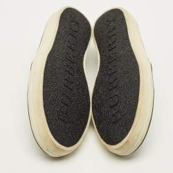 Pre Owned Burberry Gauden Size 38 Black/Beige Nova Check Canvas and Leather Slip On Sneakers