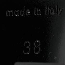 Pre Owned Burberry Size 38 Black Quilted Patent Leather Buckle Detail Platform Slingback Sandals