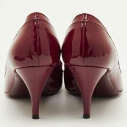 Pre Owned Burberry Chain Detail Size 37 Red Patent Leather Pumps
