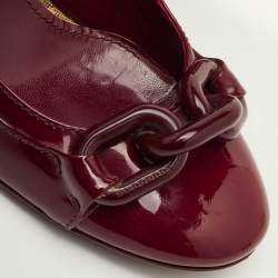 Pre Owned Burberry Chain Detail Size 37 Red Patent Leather Pumps