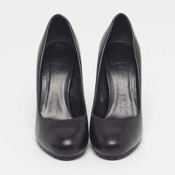 Pre Owned Burberry Size 37.5 Black Leather Platform Pumps