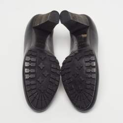 Pre Owned Burberry Size 37.5 Black Leather Platform Pumps