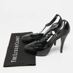 Pre Owned Burberry Size 39 Black Patent Leather  Tstrap Pumps