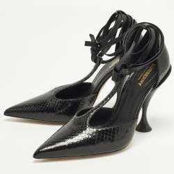 Pre Owned Burberry Welton Size 38.5 Black Snakeskin Leather Pumps