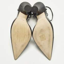 Pre Owned Burberry Welton Size 38.5 Black Snakeskin Leather Pumps