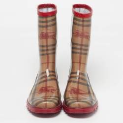 Pre Owned بوت للمطر بربري مطاطي بيج كاروهات هاوس مقاس 39