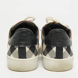 Pre Owned Burberry Gauden Size 38 Beige/Black Nova Check Canvas and Leather Lace Up Sneakers