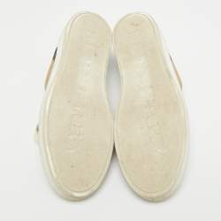 Pre Owned Burberry Gauden Size 38 Beige/Black Nova Check Canvas and Leather Lace Up Sneakers
