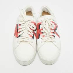 Pre Owned Burberry Graffiti Size 36.5 White Leather Lace Up Sneakers