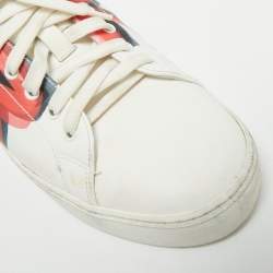 Pre Owned Burberry Graffiti Size 36.5 White Leather Lace Up Sneakers