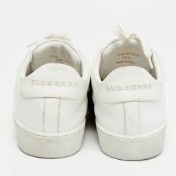 Pre Owned Burberry Graffiti Size 36.5 White Leather Lace Up Sneakers
